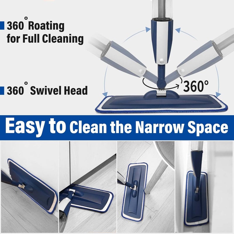 Panda Grip Mops for Floor Cleaning Wet Spray Mop with 14 oz Refillable Bottle and 3 Washable Microfiber Pads Home or Commercial Use Dry Wet Flat Mop for Hardwood Laminate Wood Ceramic - Image 3